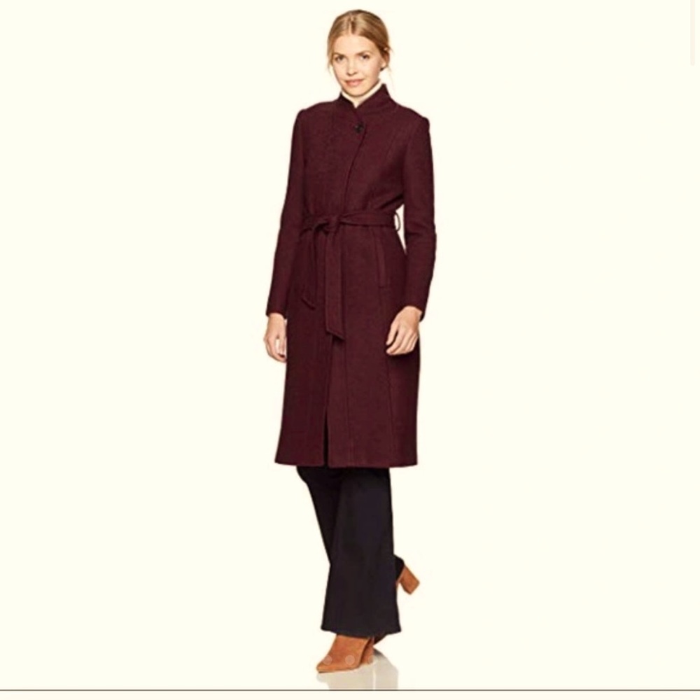Cole Haan Signature - long coat in burgundy color size 14 NEW